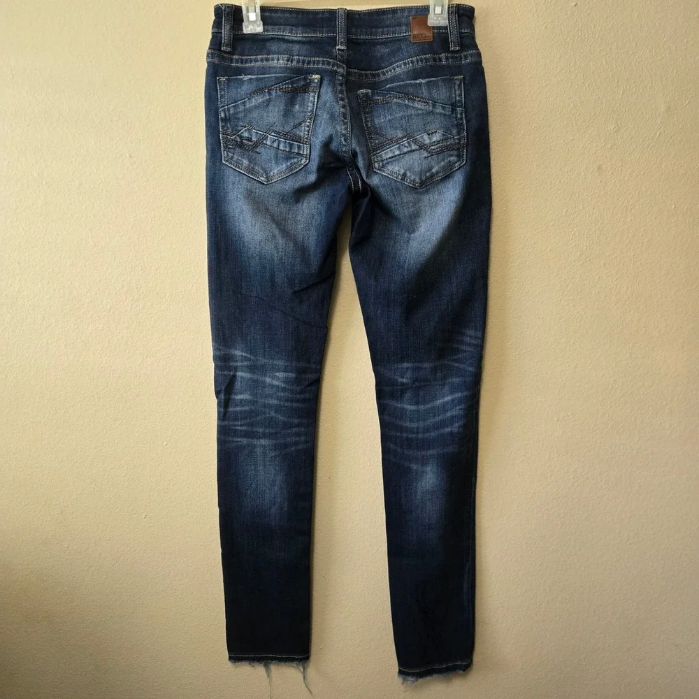 BKE Stella Skinny Jeans Dark Wash Raw Hem Frayed Denim 26R Womens 26 x 31.5